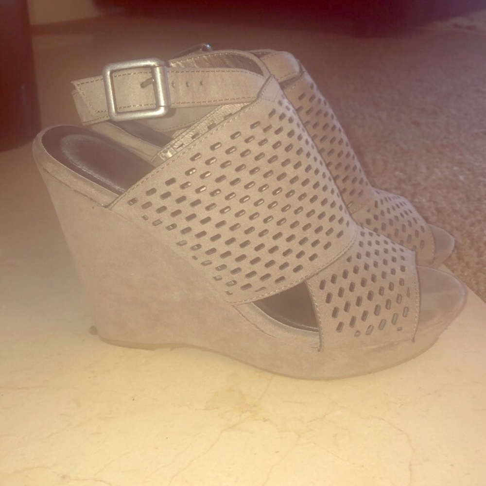 Suede wedge heels